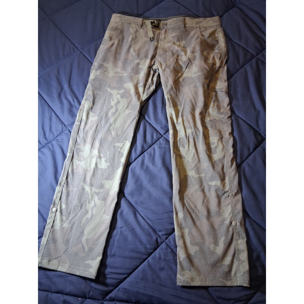Prana Zion Straight Fit‎ Camo Outdoor Hiking Pants Mens 36x30 Gray Camouflage